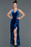 Длинное Велюровое Вечернее Платье Ярко-синий ABU1099