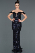 Длинное Помолвочное Платье Темно-синий ABU1100