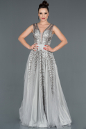 Длинное Помолвочное Платье Серый ABU1104