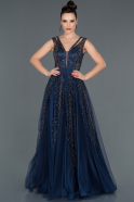 Длинное Помолвочное Платье Темно-синий ABU1104