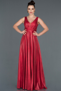 Длинное Кожаное Приглашенное Платье красный ABU1105