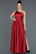 Длинное Атласное Вечернее Платье красный ABU1107