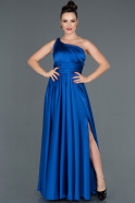 Длинное Атласное Вечернее Платье Ярко-синий ABU1107