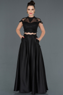Длинное Атласное Платье Для Помолвки Черный ABU1108