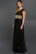 Длинное Вечернее Платье Черный-Золотой AR36836