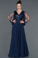 Длинное Помолвочное Платье Темно-синий ABU1102