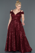Кружевное Платье Большого Размера Бордовый ABU1121