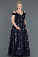 Кружевное Платье Большого Размера Темно-синий ABU1121