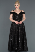 Кружевное Платье Большого Размера Черный ABU1121