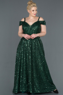Кружевное Платье Большого Размера Изумрудно-зеленый ABU1121