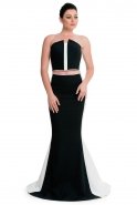 Длинное Вечернее Платье Черный-Белый E3171