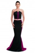 Длинное Вечернее Платье Черный-Сливовый E3171