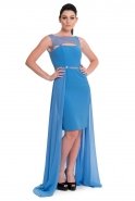 Вечернее Платье С Асимметричным Подолом Синий O4410
