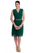 Короткое Коктейльное Платье Изумрудно-зеленый T2083