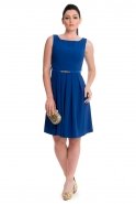 Короткое Коктейльное Платье Ярко-синий T2577