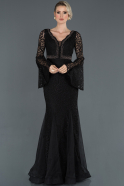 Длинное Помолвочное Платье С Кружевами Черный ABU1128
