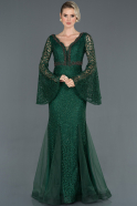 Длинное Помолвочное Платье С Кружевами Изумрудно-зеленый ABU1128