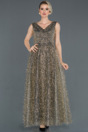 Длинное Помолвочное Платье Золотой ABU1131