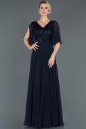 Длинное Пригласительное Платье Темно-синий ABU676