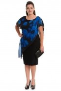 Короткое Платье Большого Размера Черный-Ярко-синий ALY6349