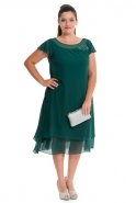 Короткое Платье Большого Размера Изумрудно-зеленый ALY6373