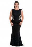 Длинное Платье Большого Размера Черный FB2580