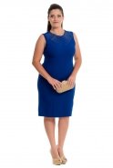 Короткое Свободное Вечернее Платье Ярко-синий N98390