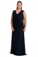 Длинное Платье Большого Размера Темно-синий O8129