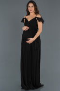 Длинное Вечернее Платье Для Беременных Черный ABU756