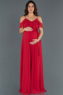 Длинное Вечернее Платье Для Беременных красный ABU744