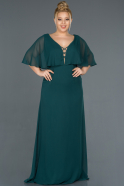 Длинное Свободное Вечернее Платье Тёмно-зелёный ABU1133