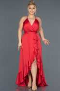 Большое Атласное Платье красный ABU1095