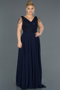 Длинное Свободное Вечернее Платье Темно-синий ABU1134