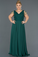 Длинное Свободное Вечернее Платье Изумрудно-зеленый ABU1134