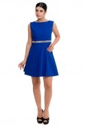 Короткое Коктейльное Платье Ярко-синий T2561