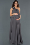 Длинное Вечернее Платье Для Беременных Антрацитовый ABU754