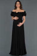 Длинное Вечернее Платье Для Беременных Черный ABU752