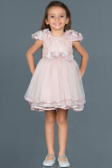 Длинное Девичье Платье Пыльно-розовый ABU1141
