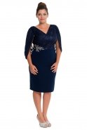 Короткое Свободное Вечернее Платье Темно-синий ALK5860