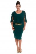 Короткое Платье Большого Размера Изумрудно-зеленый ALK6047