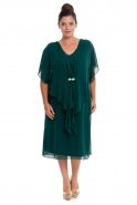 Короткое Свободное Вечернее Платье Изумрудно-зеленый ALY5187