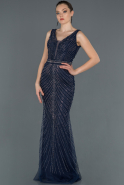 Длинное Помолвочное Платье С Камнями Темно-синий ABU1151