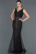 Длинное Помолвочное Платье С Камнями Черный ABU1151