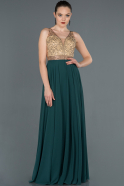 Длинное Помолвочное Платье Тёмно-зелёный ABU1154