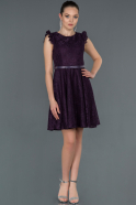 Короткое Выпускное Платье С Кружевами Тёмно-пурпурный ABK454