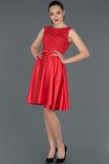 Короткое Атласное Платье красный ABK750