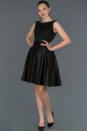 Короткое Атласное Платье Черный ABK750