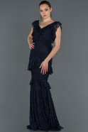 Длинное Вечернее Платье Русалка Темно-синий ABU627