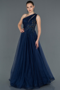 Платье Принцесса С Каменной Отделкой Темно-синий ABU1157