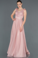 Длинное Выпускное Платье Пыльно-розовый ABU1158